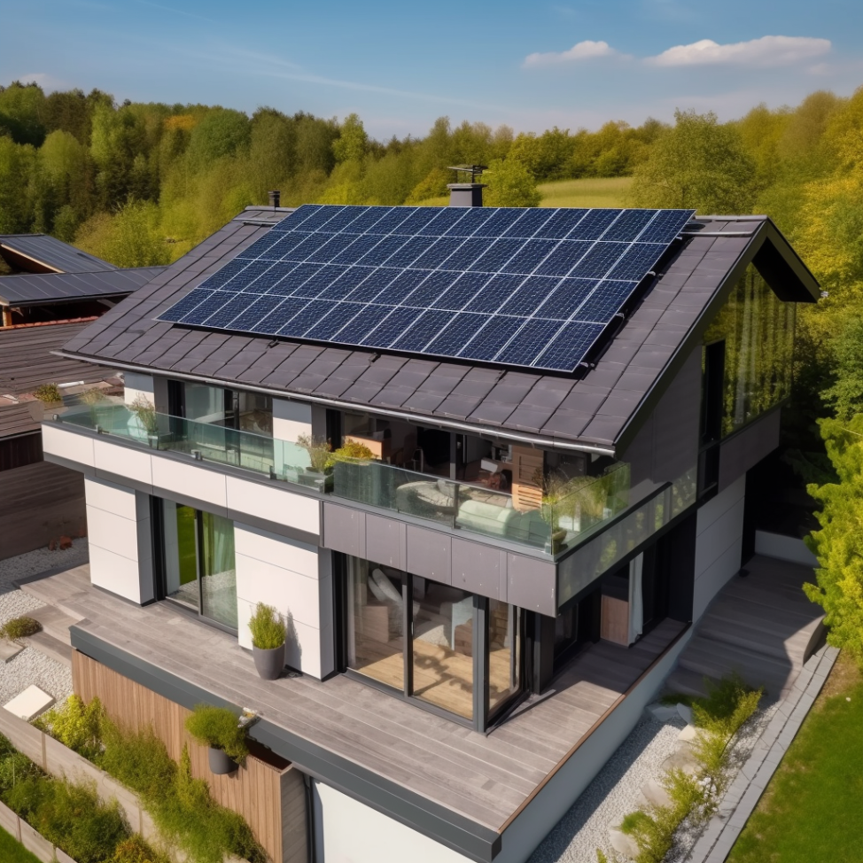 Panneau solaire sur le toit d'une maison 